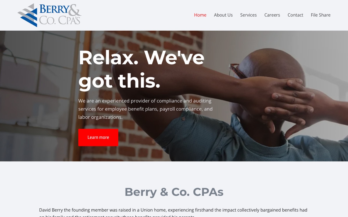 Berry & Co. CPAs's website on a laptop and phone