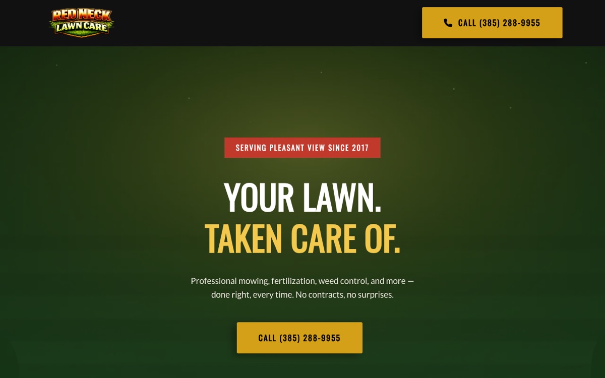 Red Neck Lawn Care's website on a laptop and phone