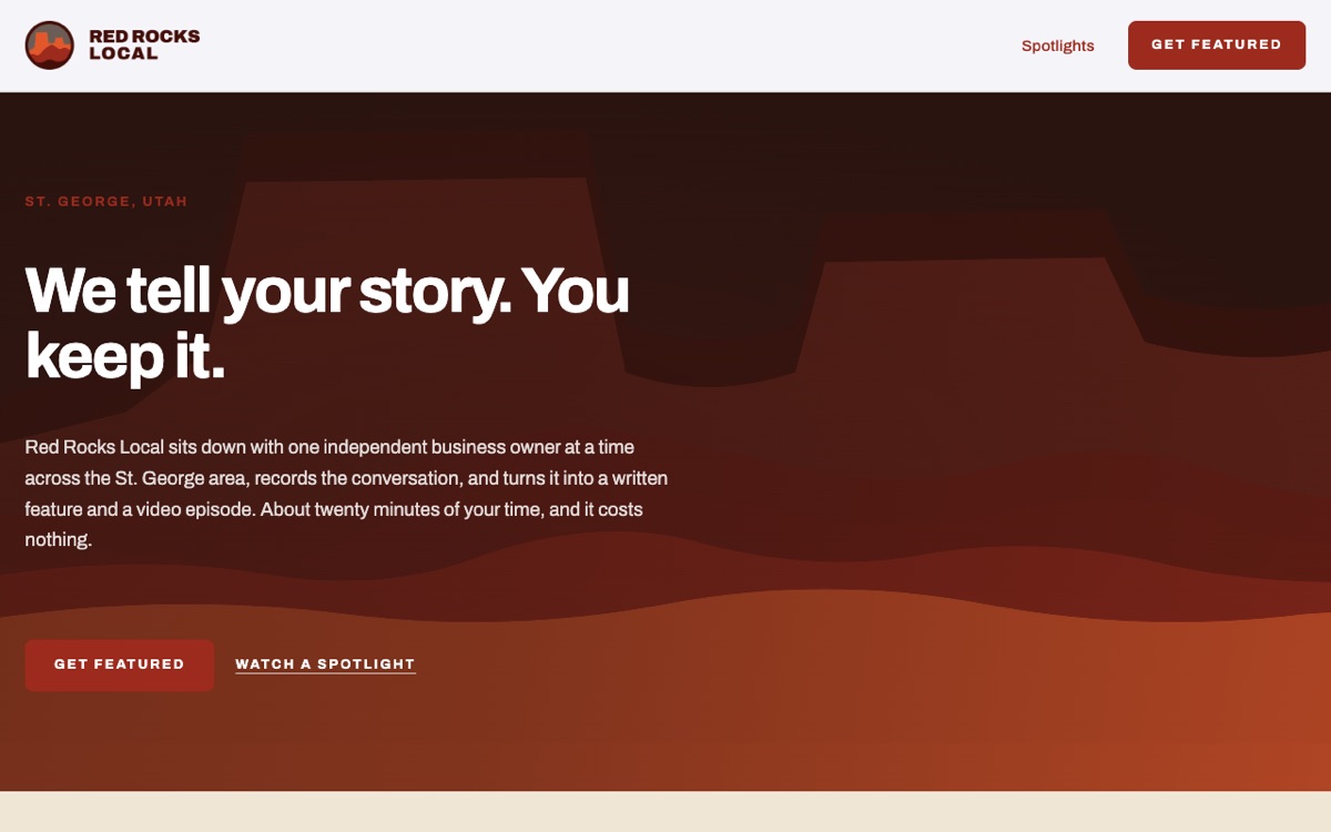 Red Rocks Local's website on a laptop and phone