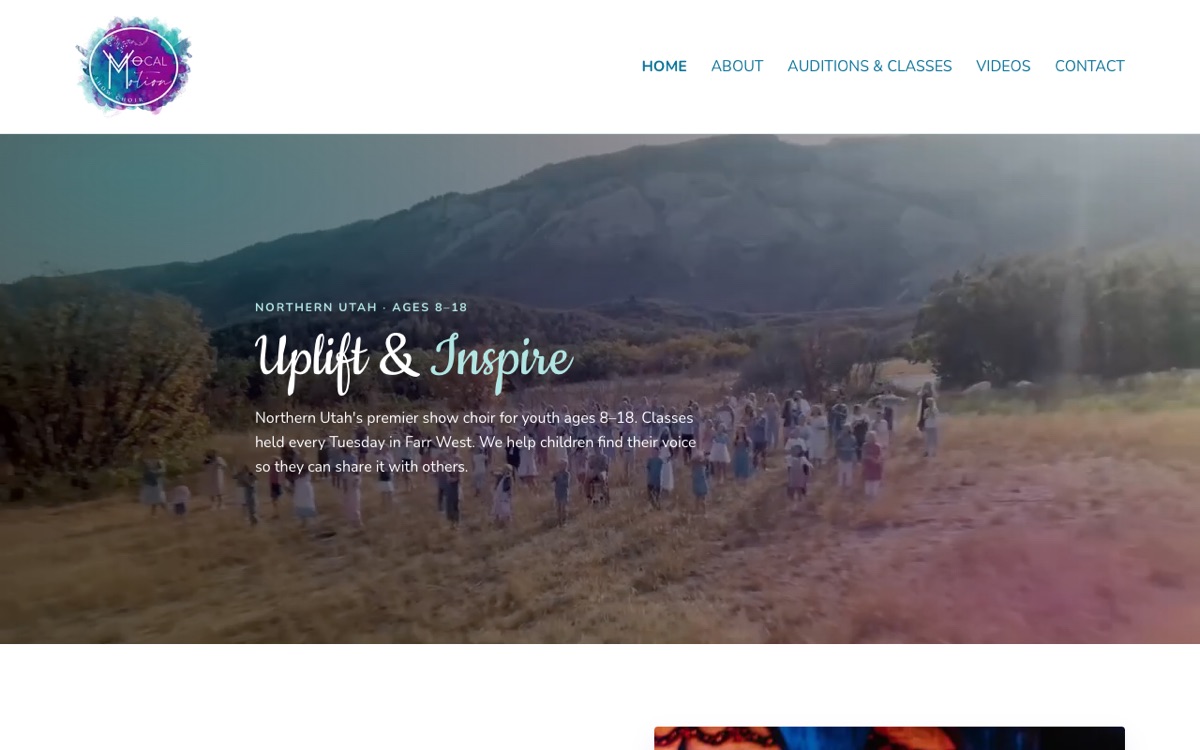 Vocal Motion Show Choir's website on a laptop and phone